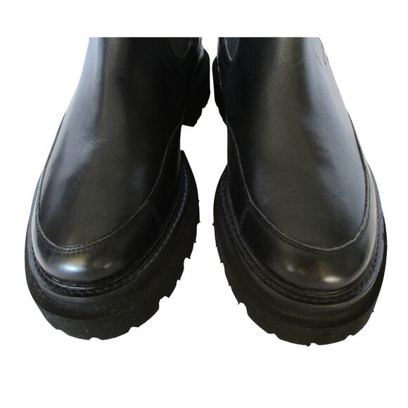 New SEYCHELLES Black Leather Lug Sole Chelsea Ankle Boots Women Sz 8 - Picture 3 of 12